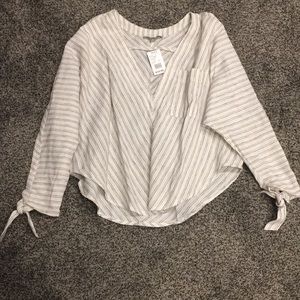 Brown striped linen shirt